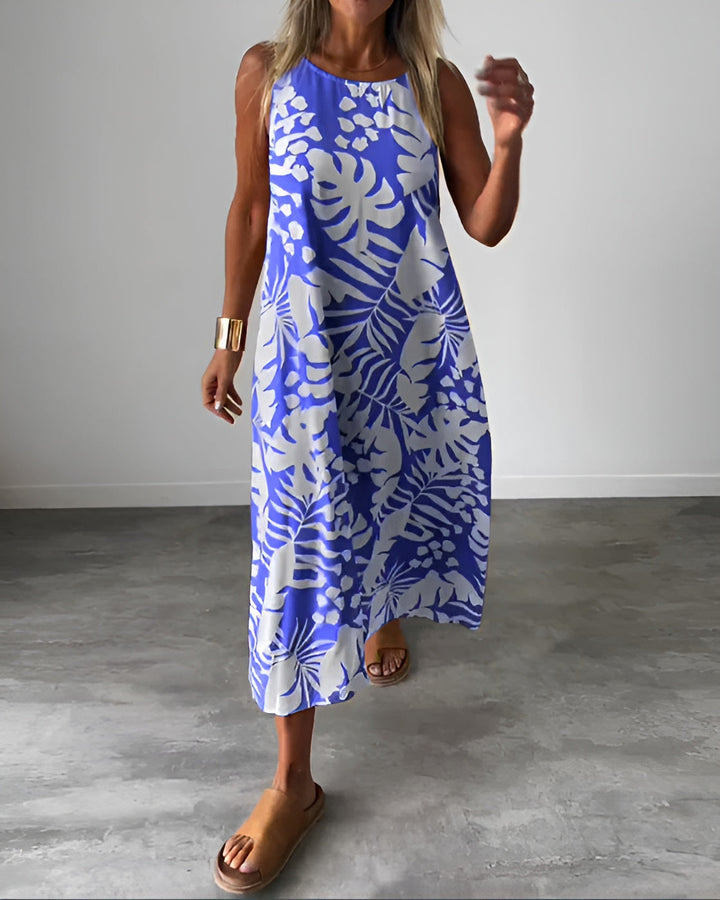 Zindara | Women's Tropical Print Sleeveless Maxi Dress - Image 3