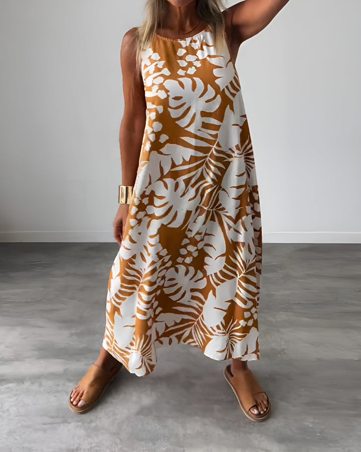 Zindara | Women's Tropical Print Sleeveless Maxi Dress - Image 5