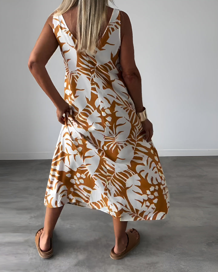 Zindara | Women's Tropical Print Sleeveless Maxi Dress - Image 7
