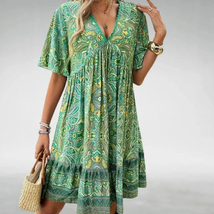 Zindorah | Women's Boho Paisley Print Mini Dress - Image 1