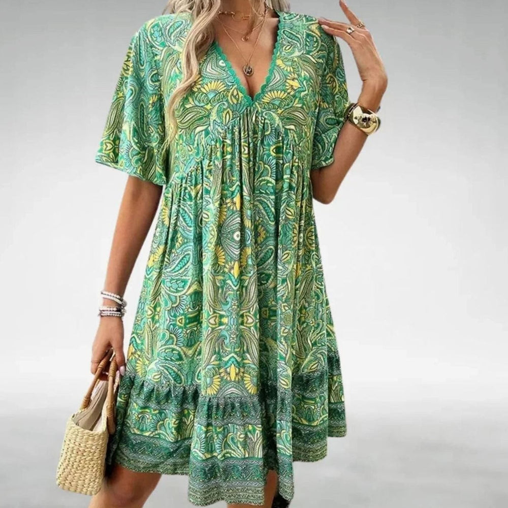 Zindorah | Women's Boho Paisley Print Mini Dress - Image 2