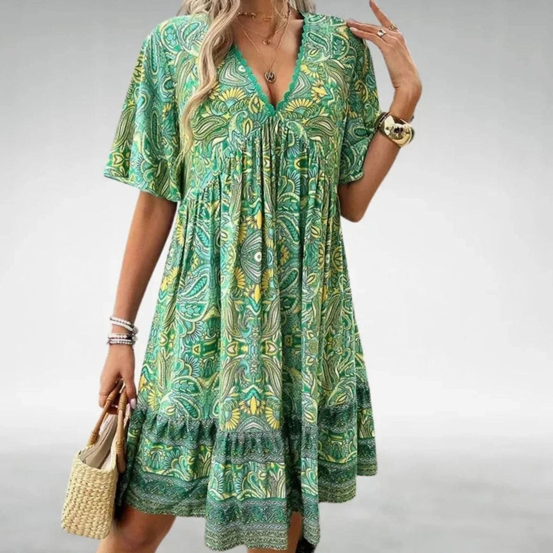Zindorah | Women's Boho Paisley Print Mini Dress - Image 2