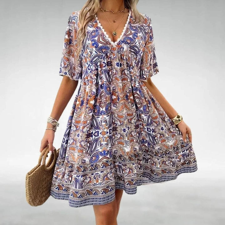 Zindorah | Women's Boho Paisley Print Mini Dress - Image 3