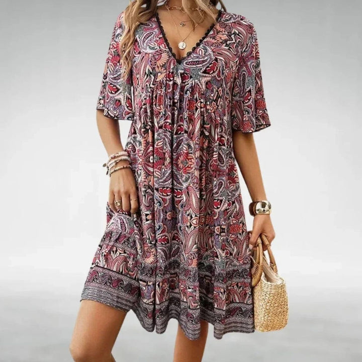 Zindorah | Women's Boho Paisley Print Mini Dress - Image 4