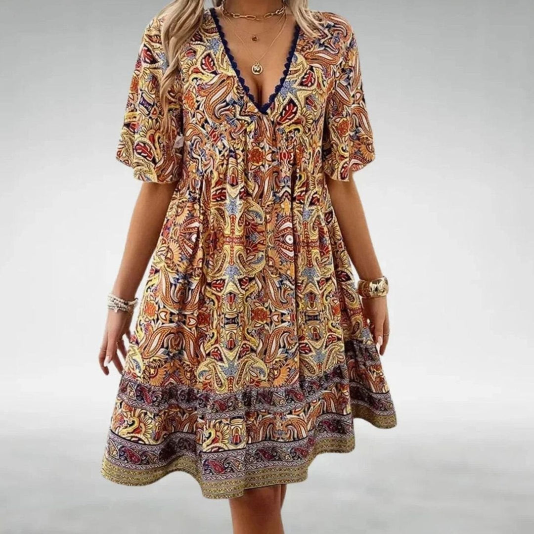 Zindorah | Women's Boho Paisley Print Mini Dress - Image 5