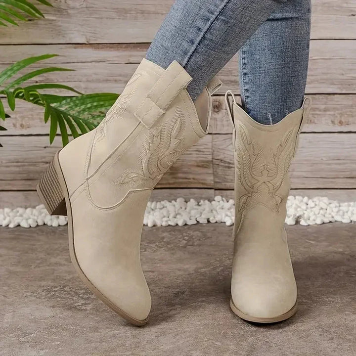 Zindova | Women's Block Heel Cowboy Boots Mid-Calf - Image 3