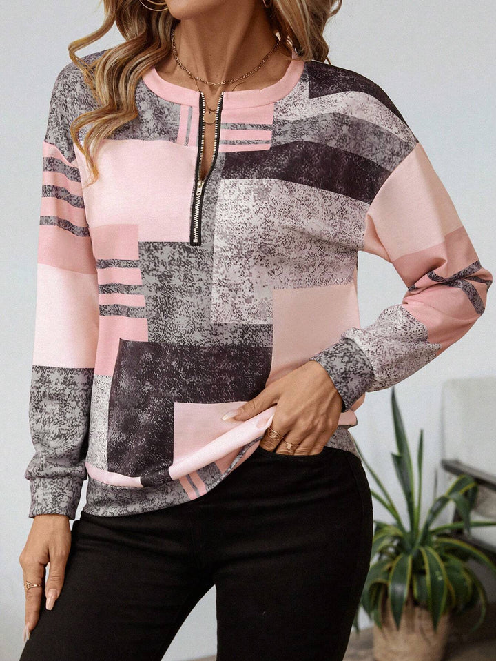 Zinnia | Women's Abstract Print Long Sleeve Top - Image 1