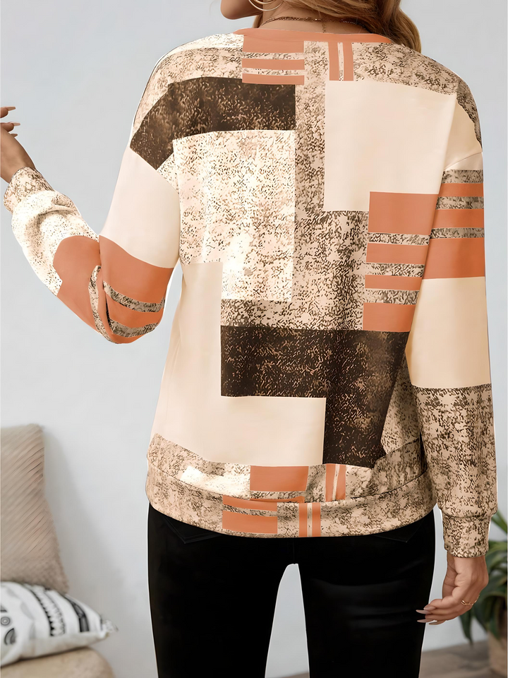 Zinnia | Women's Abstract Print Long Sleeve Top - Image 13