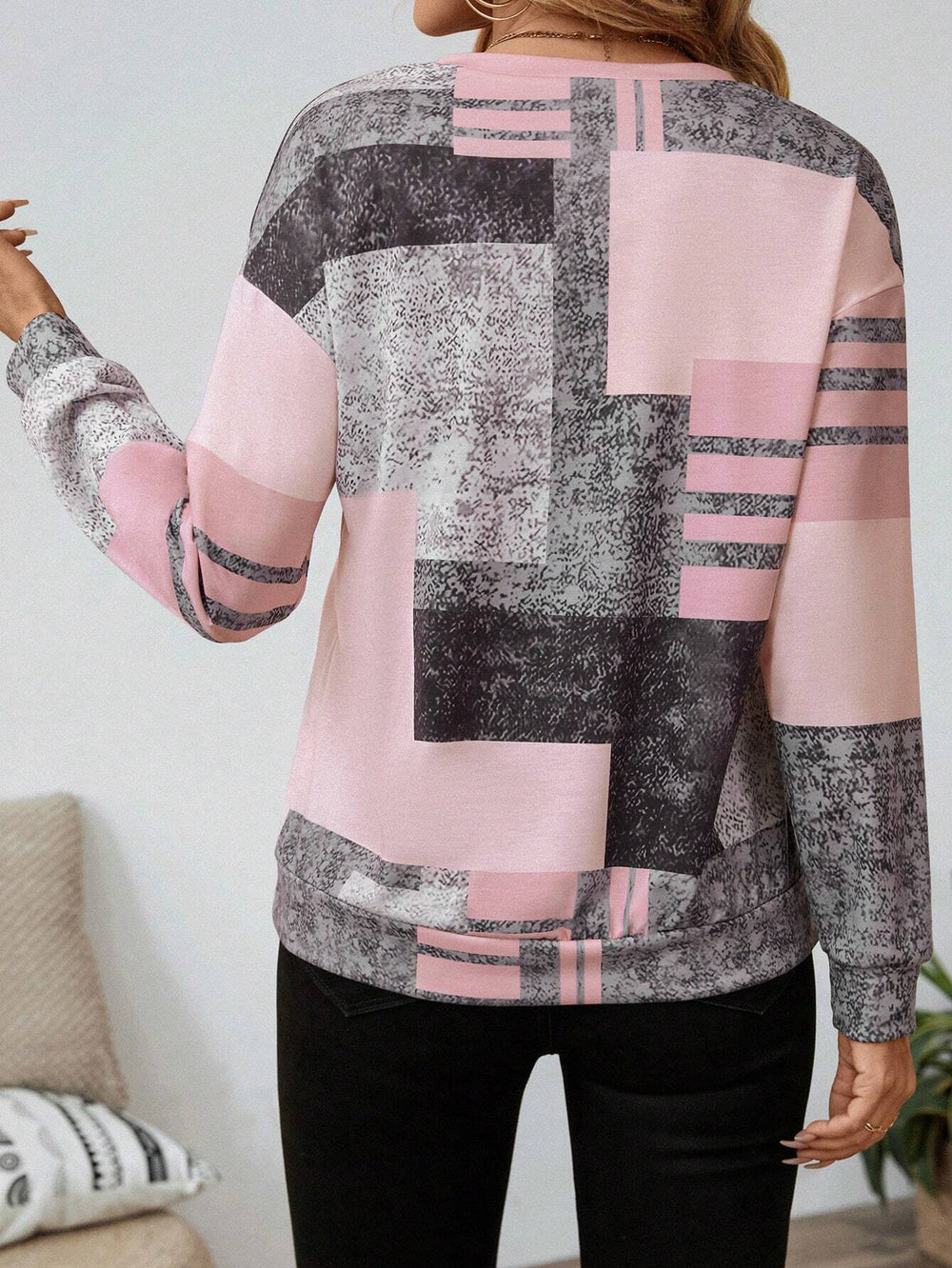 Zinnia | Women's Abstract Print Long Sleeve Top - Image 2