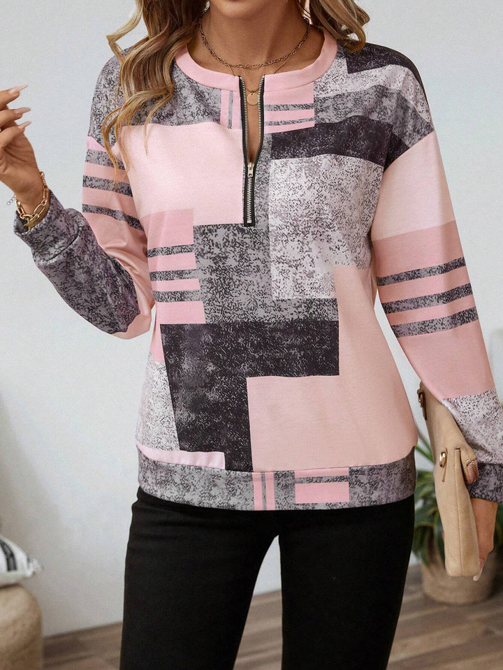 Zinnia | Women's Abstract Print Long Sleeve Top - Image 3