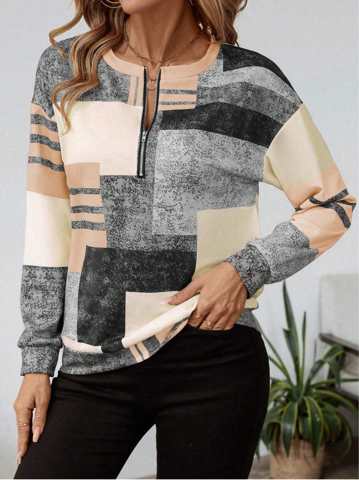 Zinnia | Women's Abstract Print Long Sleeve Top - Image 6