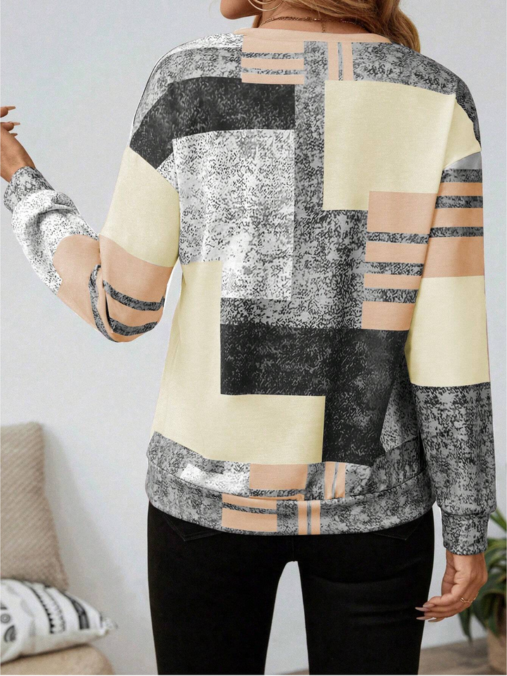 Zinnia | Women's Abstract Print Long Sleeve Top - Image 7