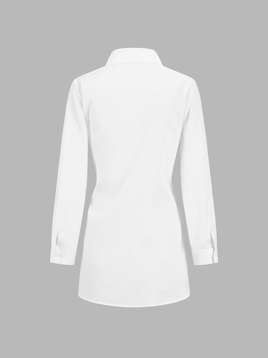 Zinnia | Women's Tie Waist Button Down Long Sleeve Shirt - White - Image 5