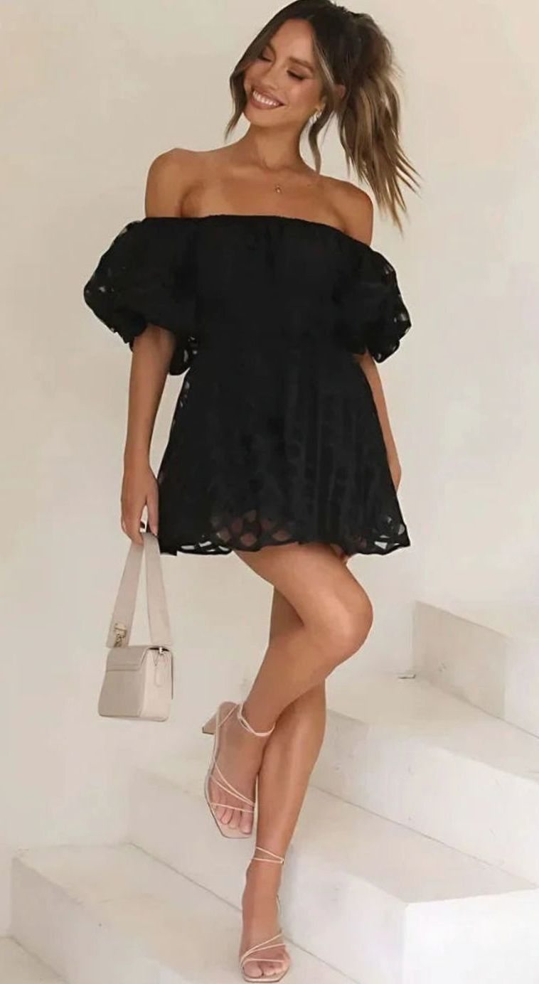 Zivarne | Women's Off-Shoulder Mini Dress - Black - Image 3