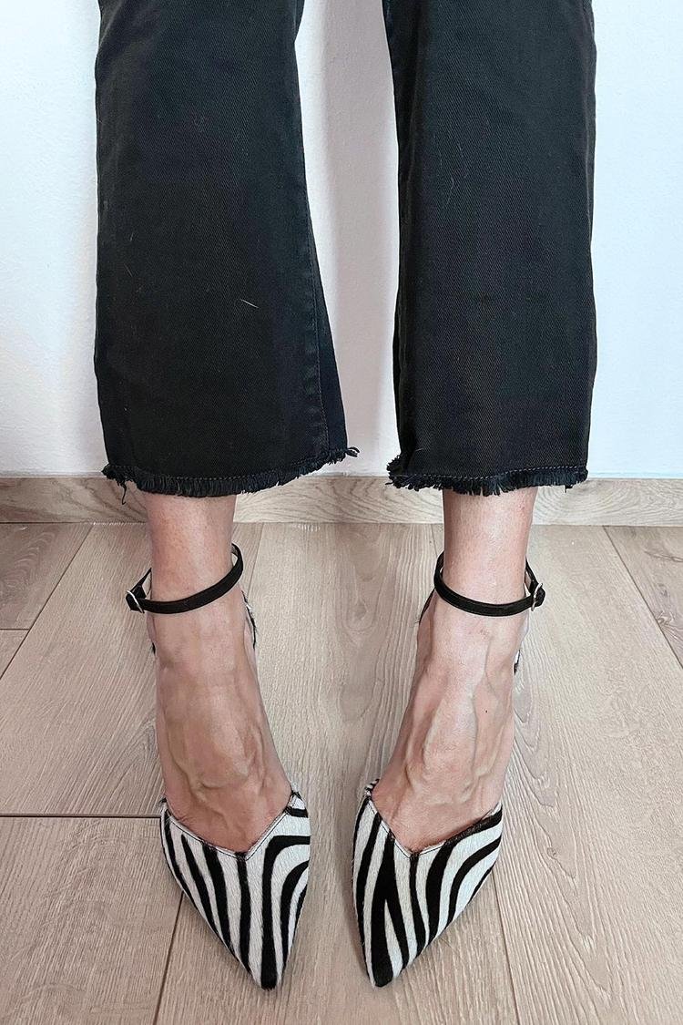 Zivelle | Women's Block Heels Zebra Print Ankle Strap - Striped - Image 2