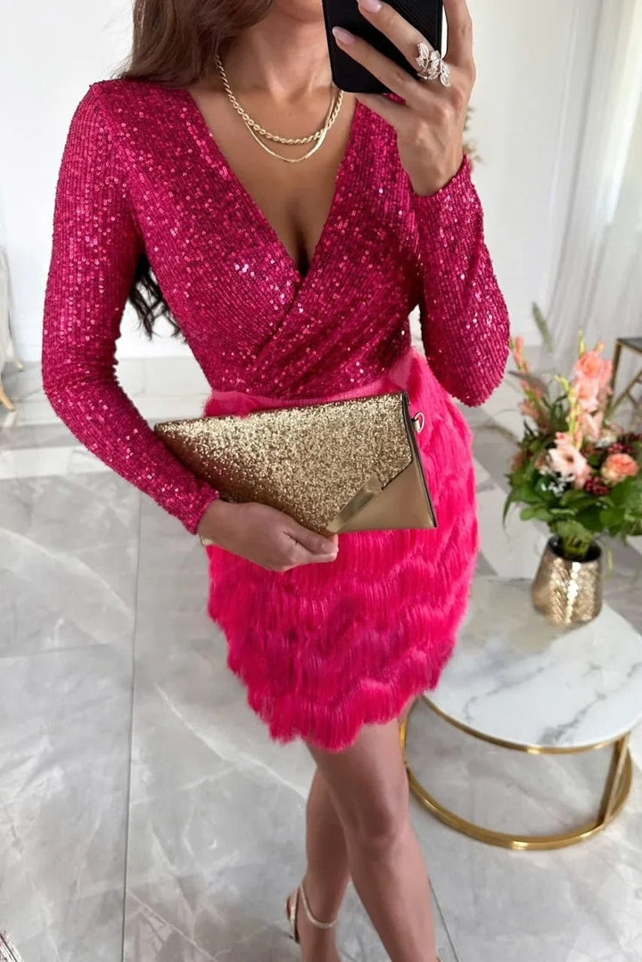 Zivelle | Women's Sequin Fringe Mini Dress - Image 11