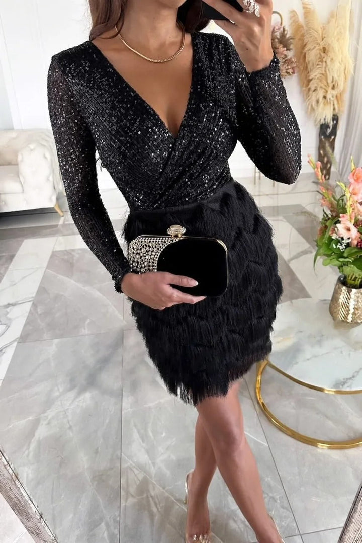 Zivelle | Women's Sequin Fringe Mini Dress - Image 8