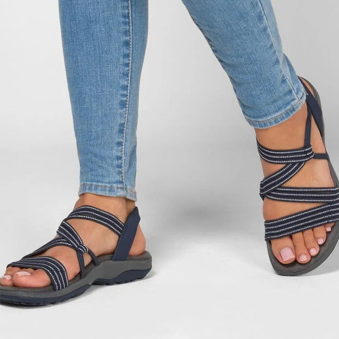 Zivelle | Women's Strappy Elastic Walking Sandals - Image 1