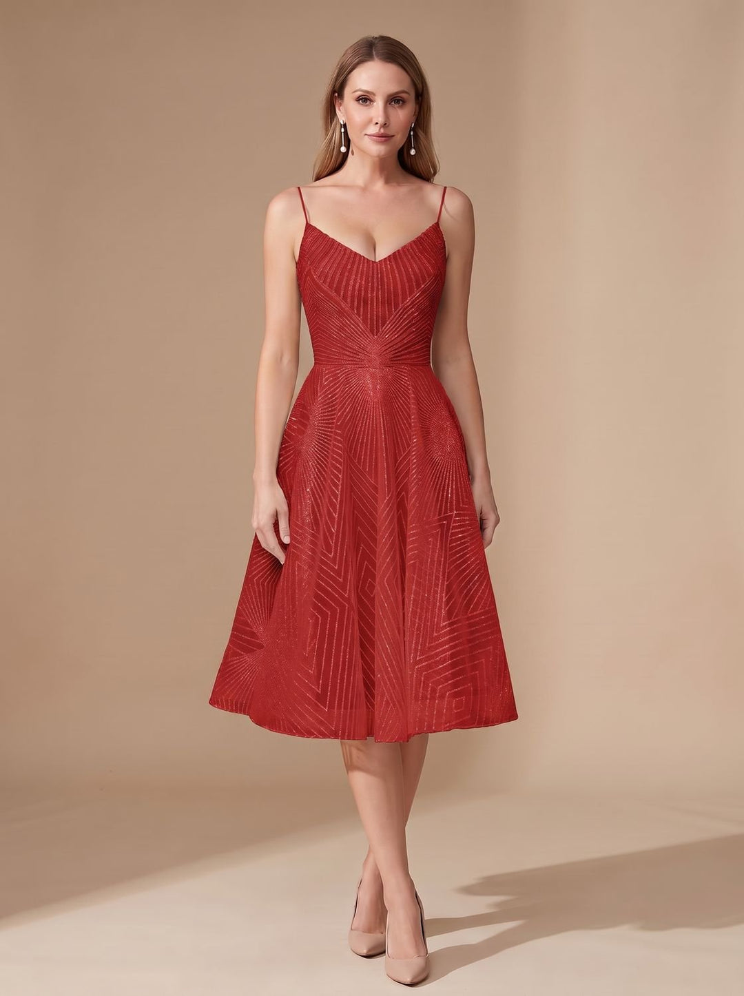 Zivette | Women's Cocktail Dress Geometric Lace Midi - White - Image 10