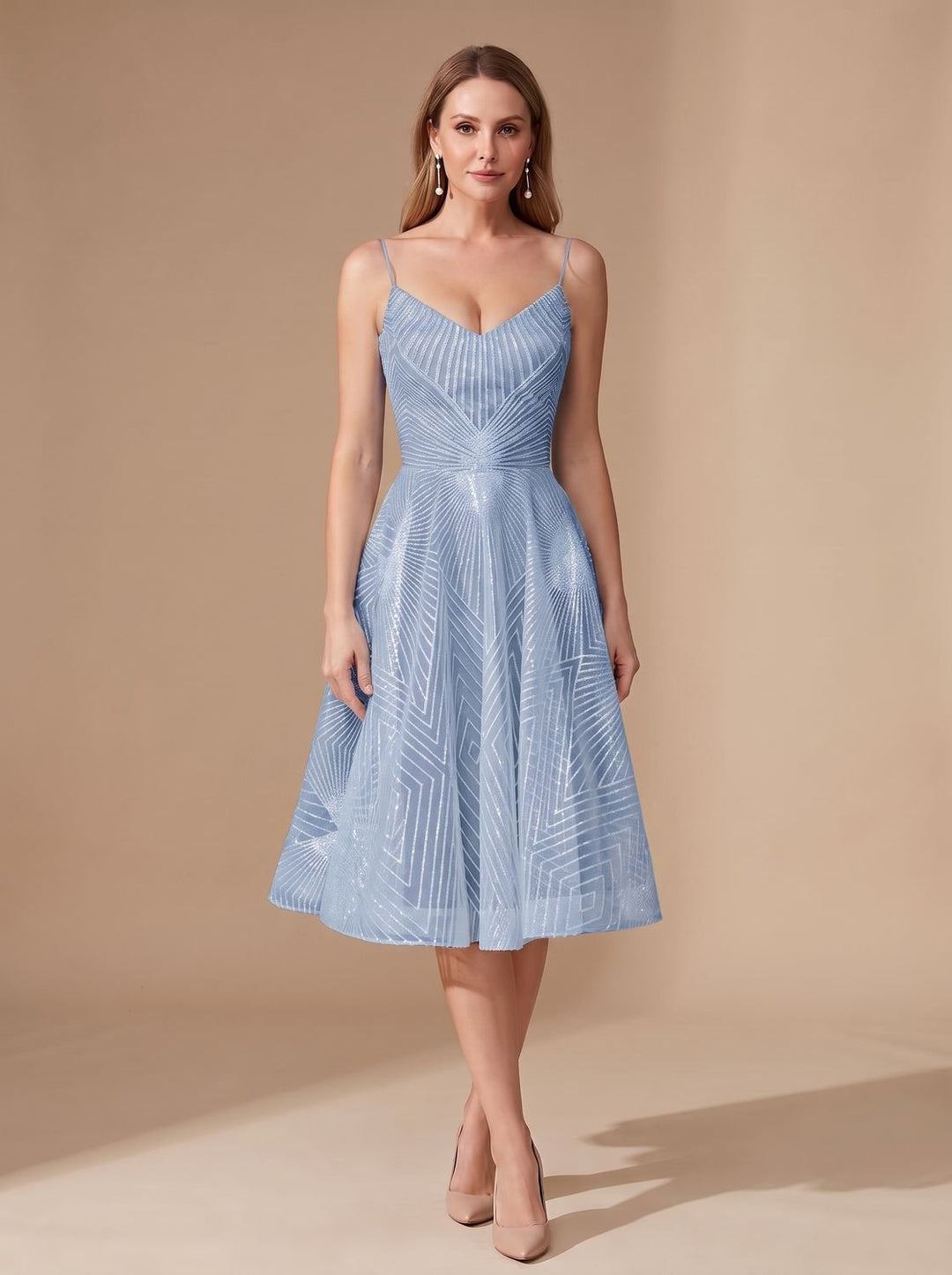 Zivette | Women's Cocktail Dress Geometric Lace Midi - White - Image 11