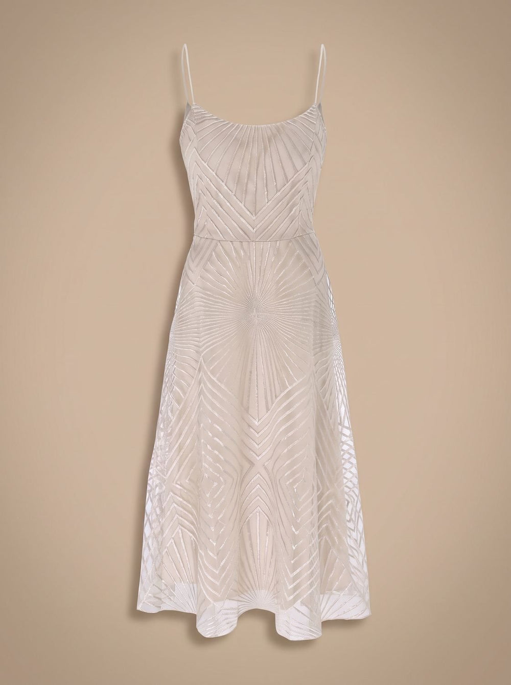 Zivette | Women's Cocktail Dress Geometric Lace Midi - White - Image 2