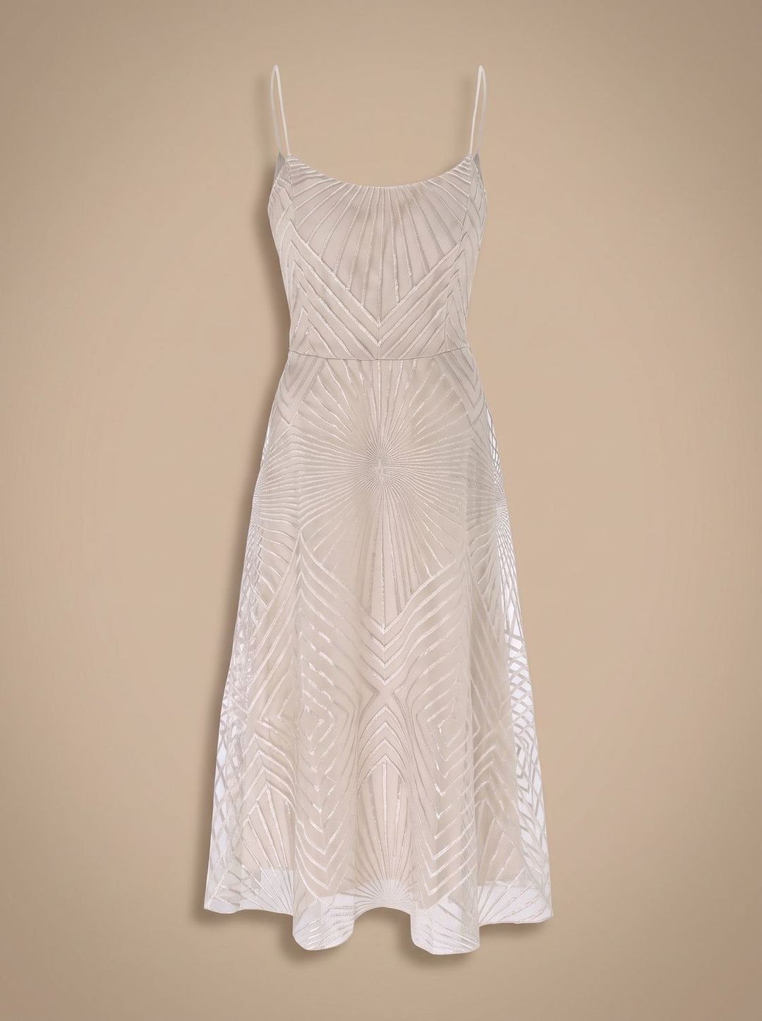 Zivette | Women's Cocktail Dress Geometric Lace Midi - White - Image 2