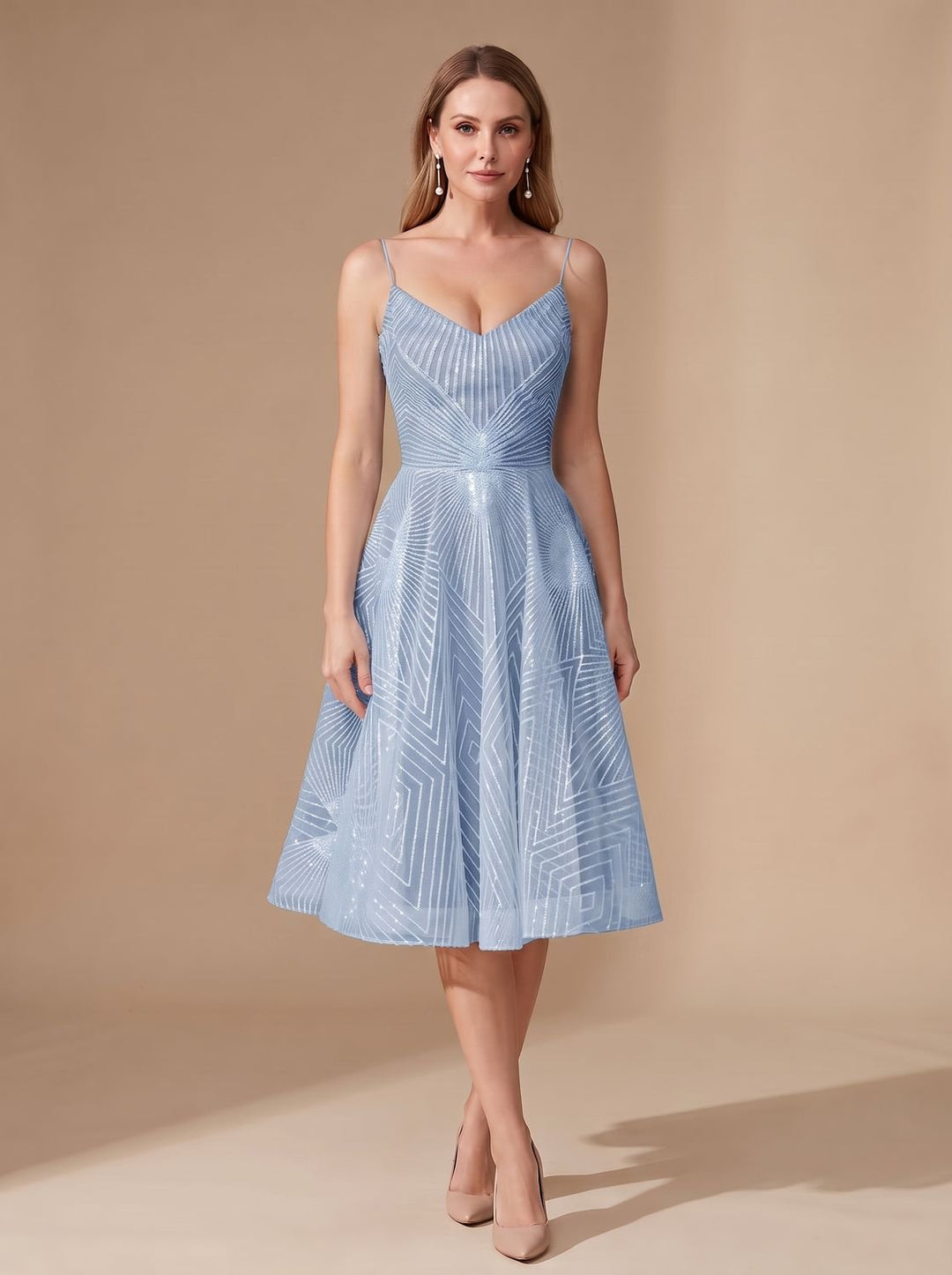 Zivette | Women's Cocktail Dress Geometric Lace Midi - White - Image 4