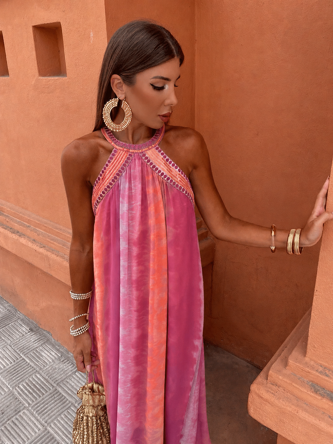 Zivonne | Women's Wedding Guest Maxi Dress - Tie Dye - Image 1