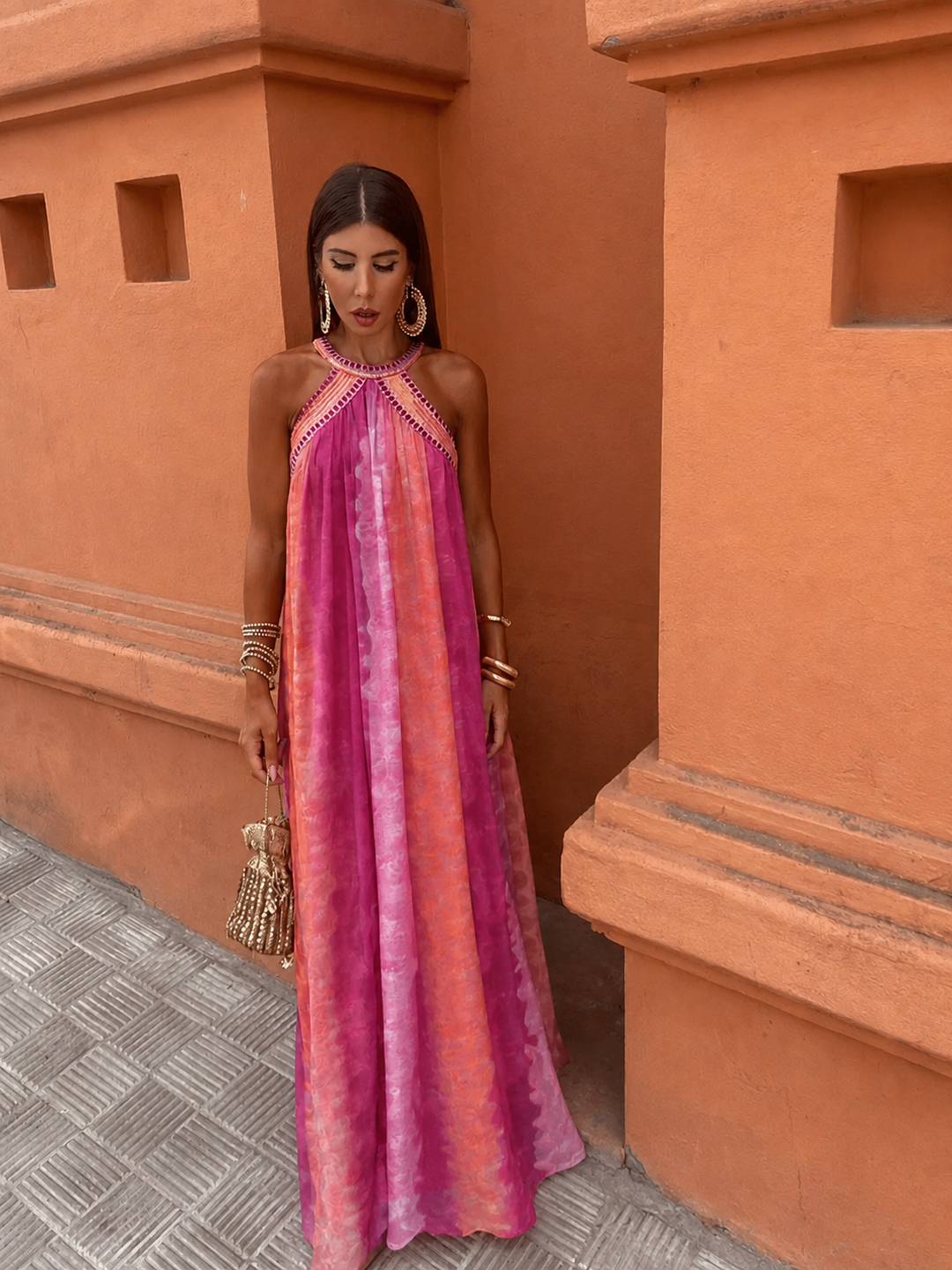 Zivonne | Women's Wedding Guest Maxi Dress - Tie Dye - Image 2