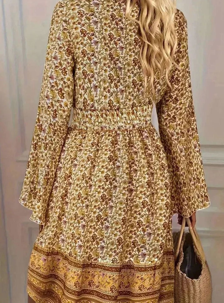 Zivorne | Women's Boho Floral Mini Dress Long Sleeve - Image 6