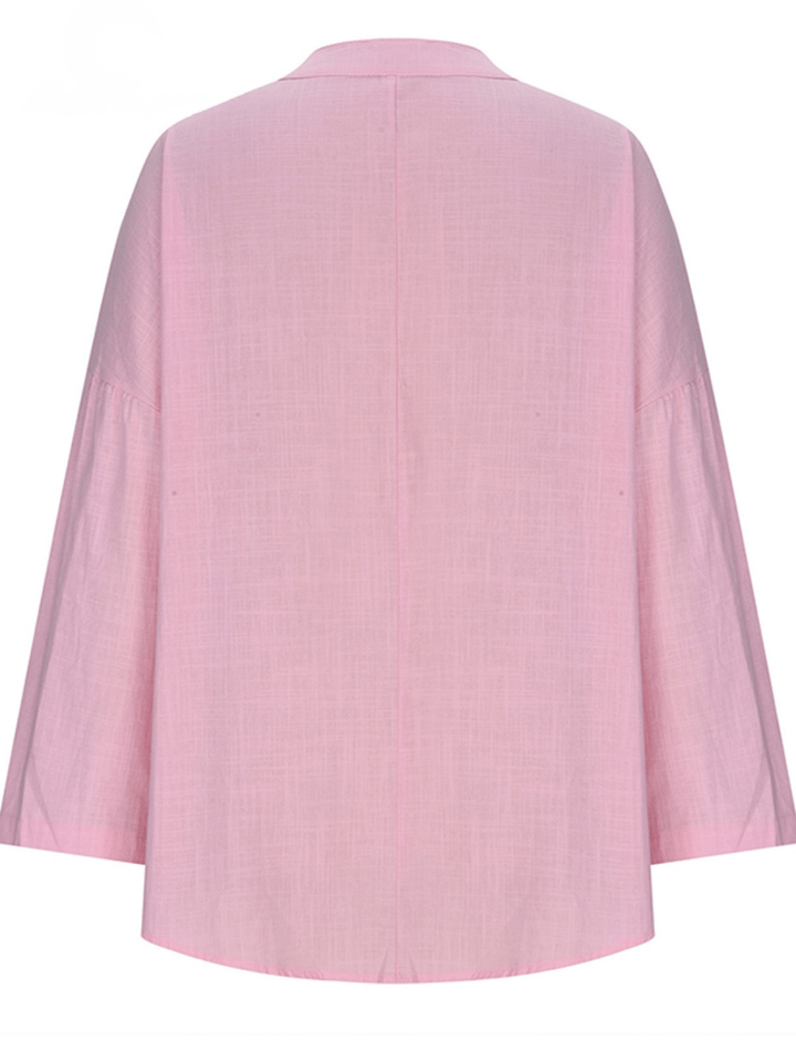 Zivorne | Women's Boho Tunic Top Long Sleeve - Light Blue - Image 7
