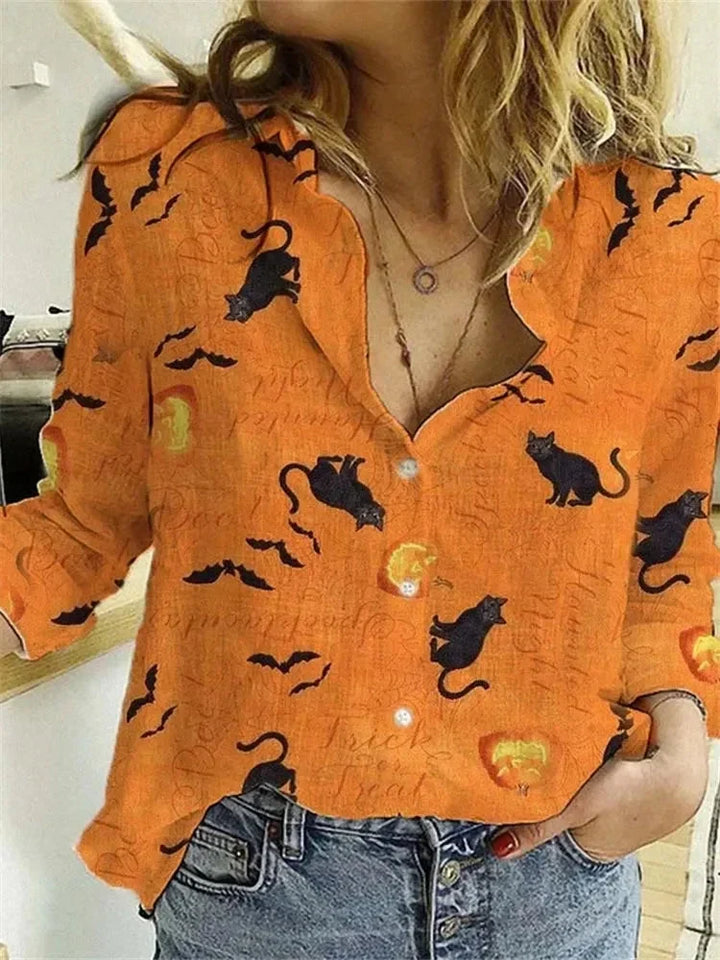 Zivorne | Women's Halloween Print Boho Blouse - Image 1