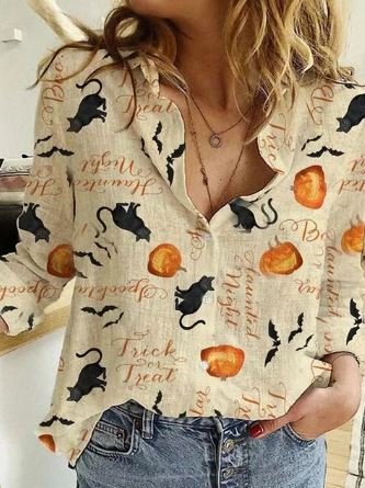 Zivorne | Women's Halloween Print Boho Blouse - Image 3
