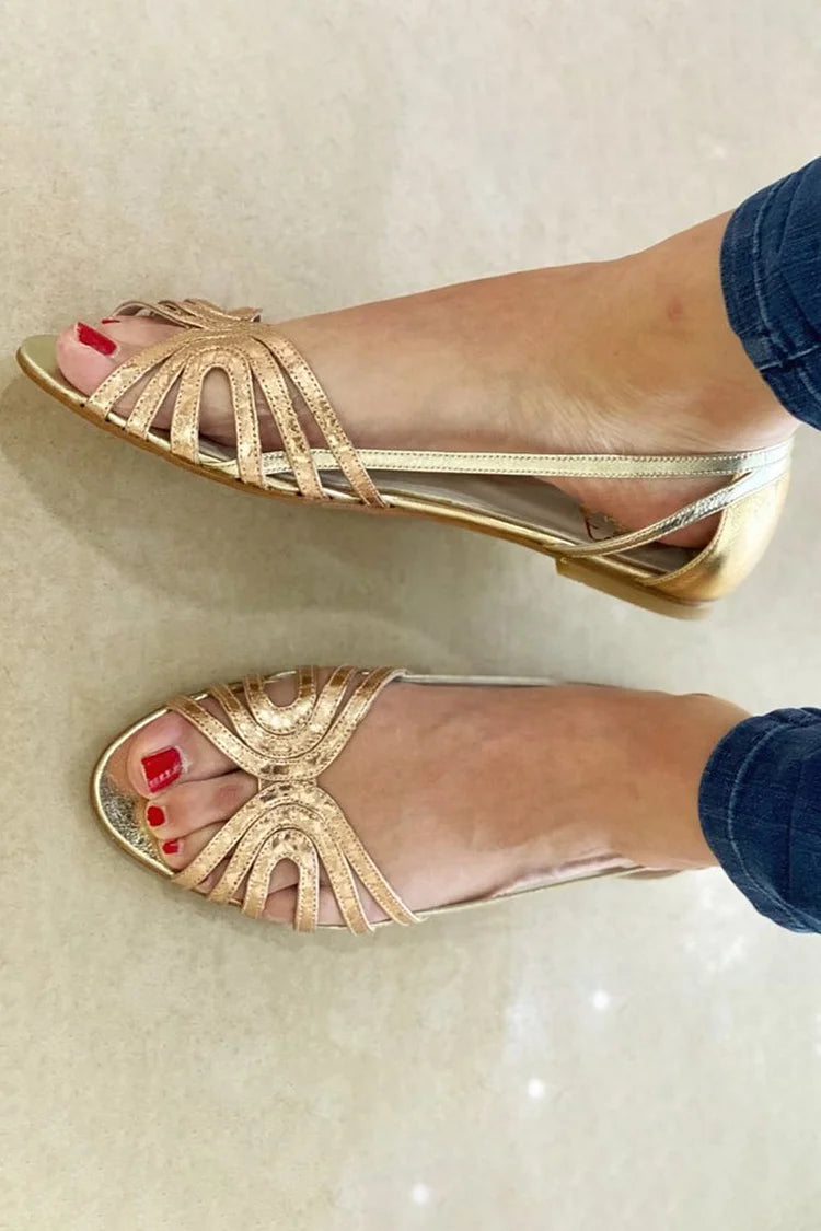 Zivorne | Women's Strappy Flat Sandals - Gold - Image 2