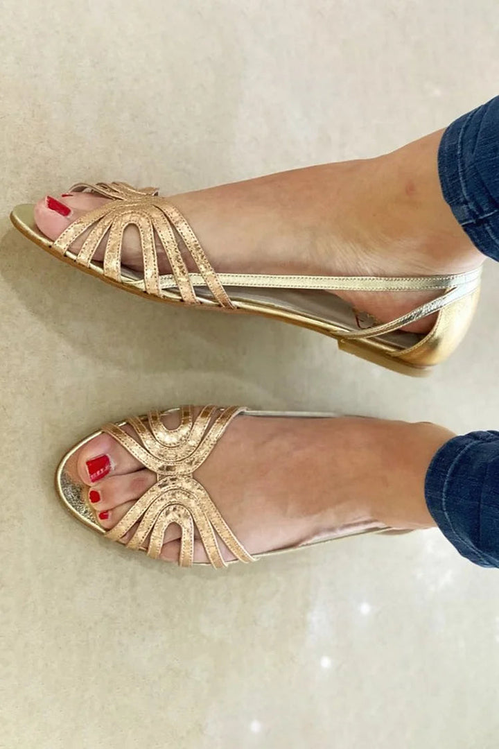Zivorne | Women's Strappy Flat Sandals - Gold - Image 2