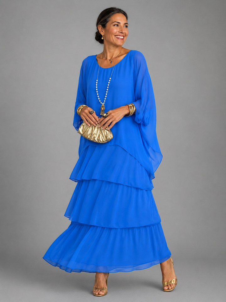 Zivorne | Women's Tiered Chiffon Maxi Dress - Black - Image 5