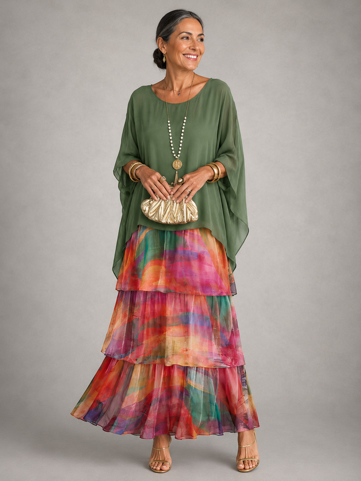 Zivorne | Women's Tiered Chiffon Maxi Dress - Black - Image 9