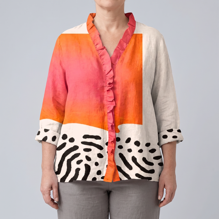 Zolvara | Women's Boho Blouse Abstract Print - Image 1