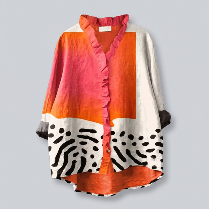 Zolvara | Women's Boho Blouse Abstract Print - Image 2