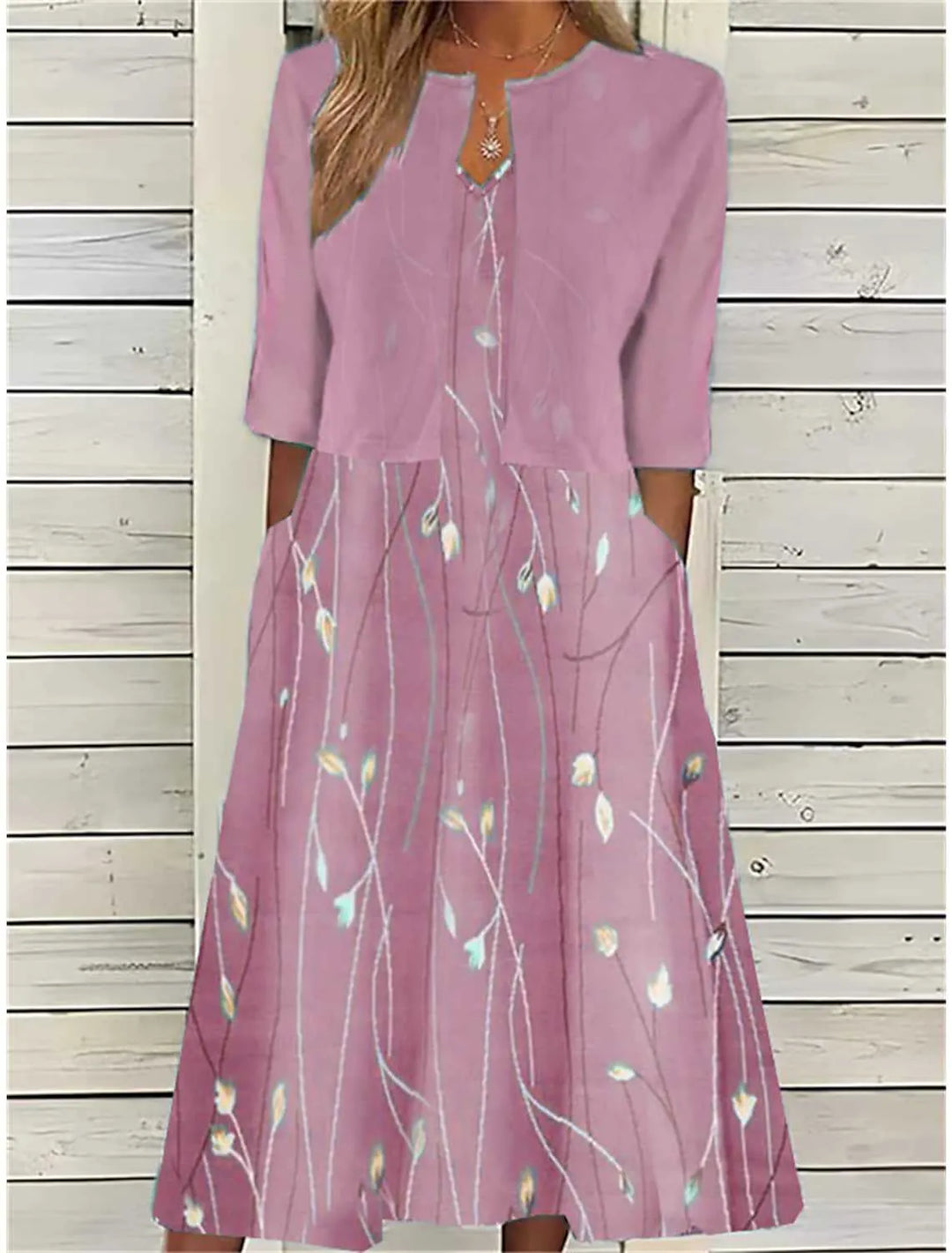Zolvara | Women's Linen Two Piece Set Midi - Light Blue - Image 3
