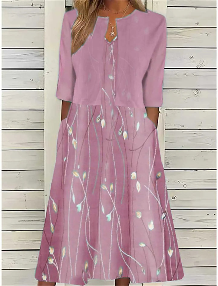 Zolvara | Women's Linen Two Piece Set Midi - Light Blue - Image 3