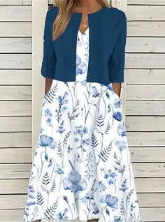 Zolvara | Women's Linen Two Piece Set Midi - Light Blue - Image 4