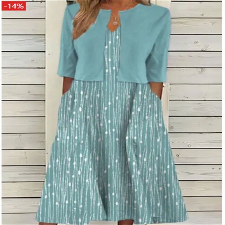 Zolvara | Women's Linen Two Piece Set Midi - Light Blue - Image 5