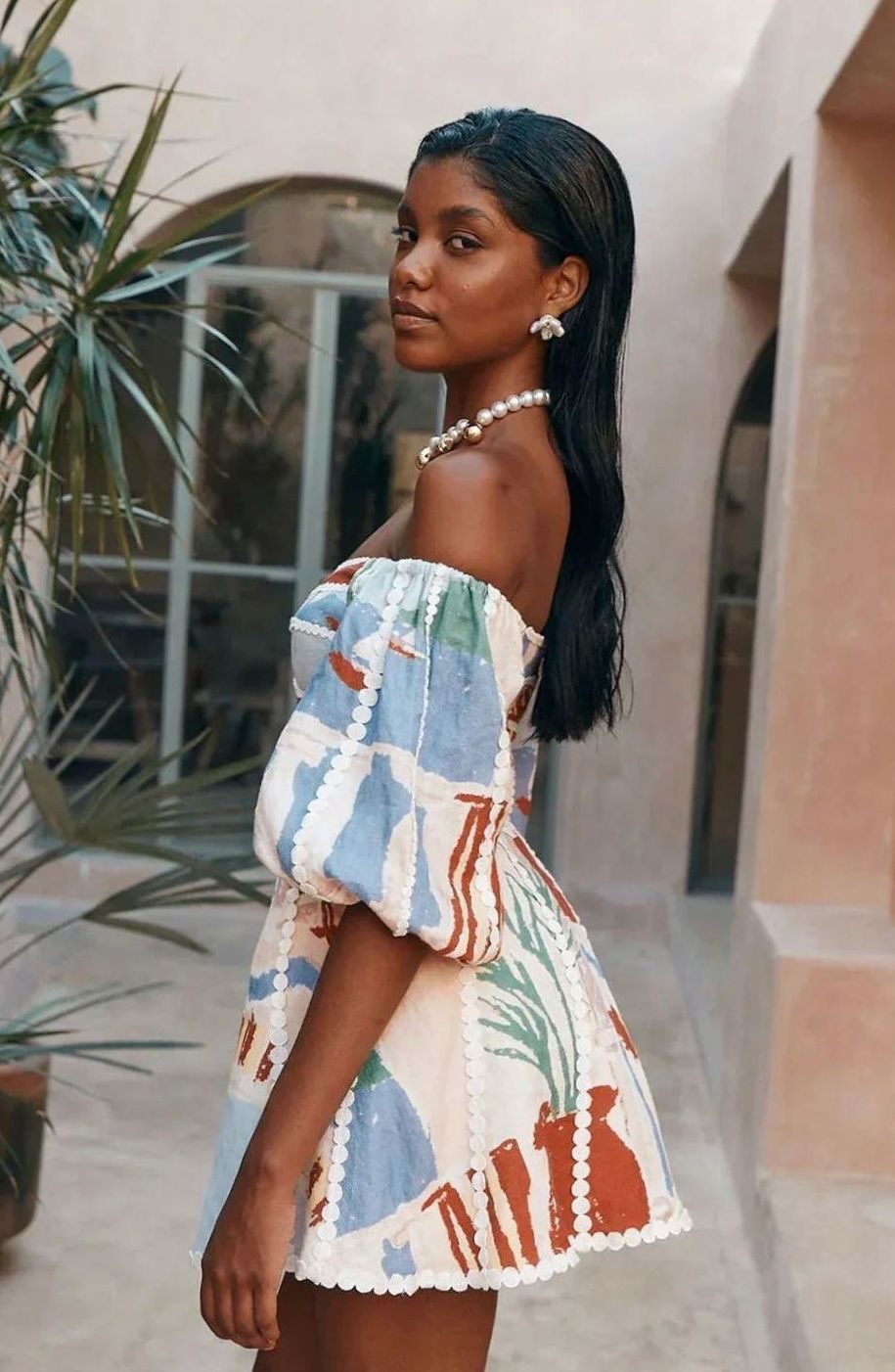 Zolvara | Women's Mini Dress Off-Shoulder Abstract Print - Image 3