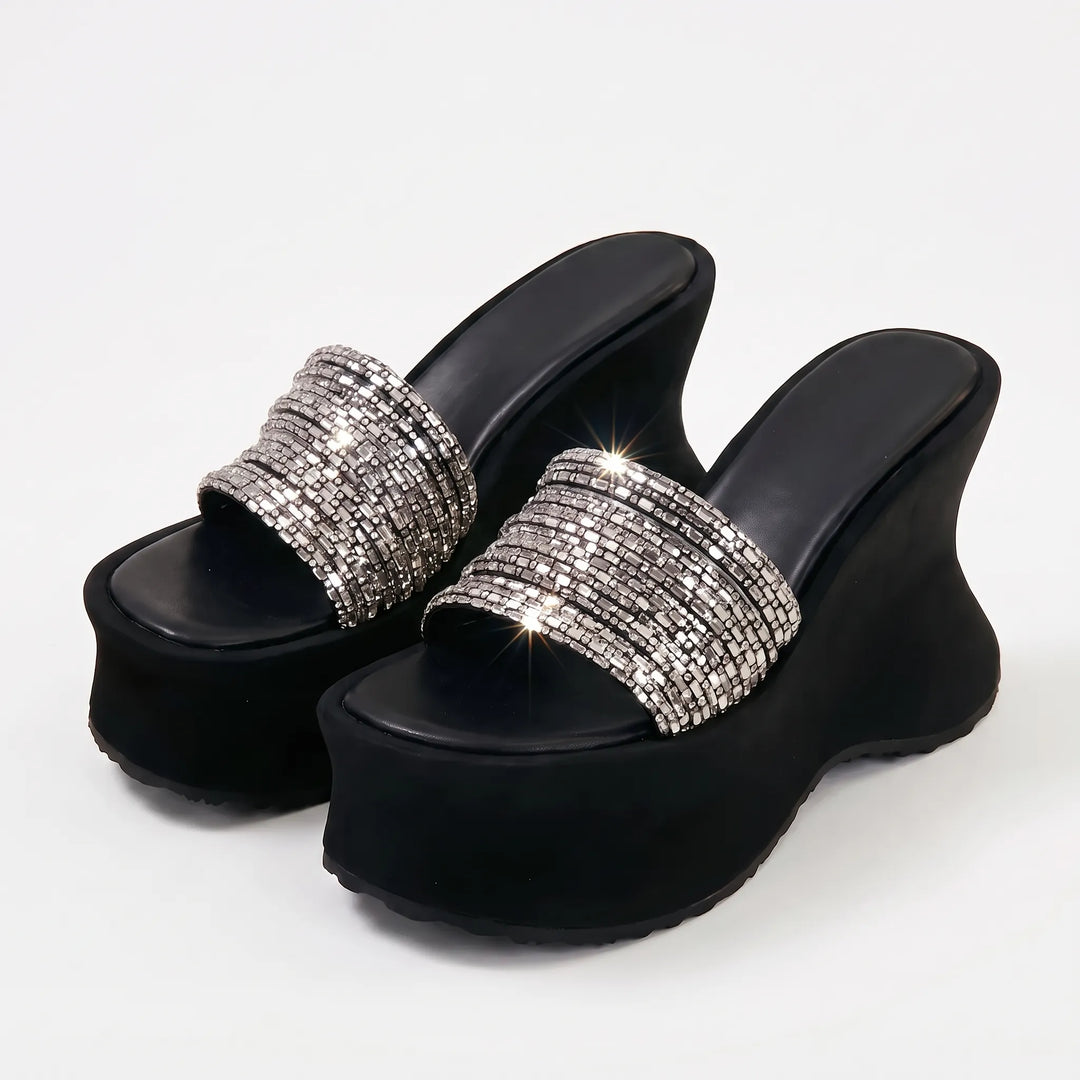 Zolvara | Women's Platform Wedge Sandals Diamante Strap - Image 1
