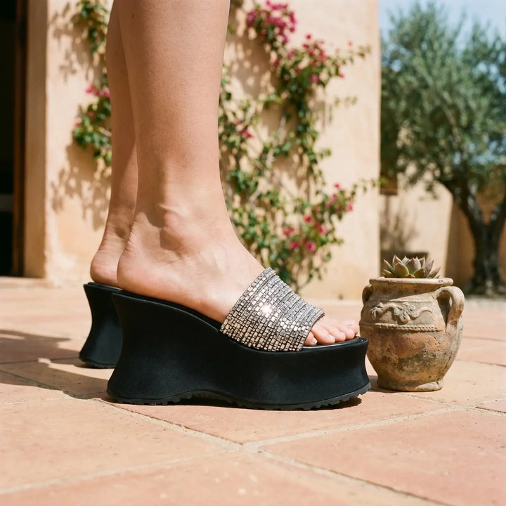 Zolvara | Women's Platform Wedge Sandals Diamante Strap - Image 5