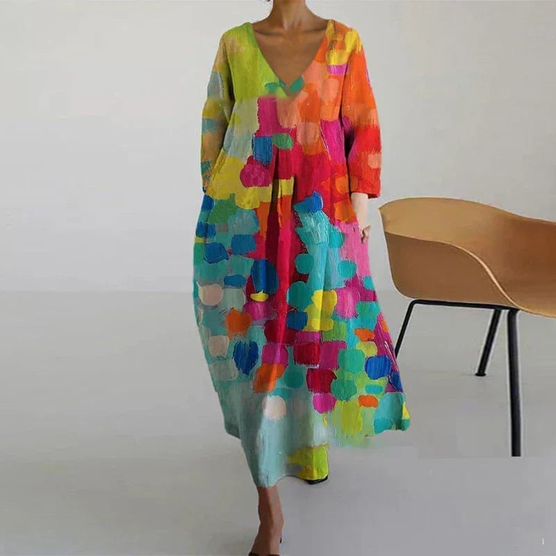Zolvara | Women's Printed Maxi Dress - Image 2