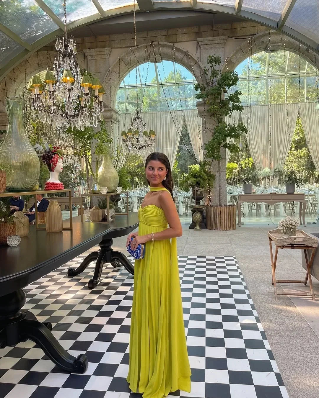 Zolvara | Women's Wedding Guest Maxi Dress Halter Neck - Yellow - Image 2