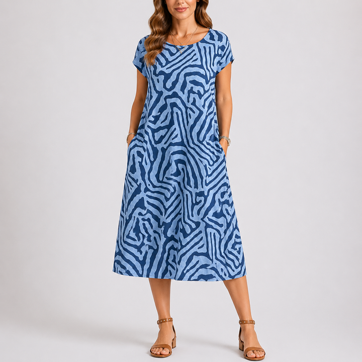 Zolveth | Women's Summer Midi Dress Abstract Print - Image 1