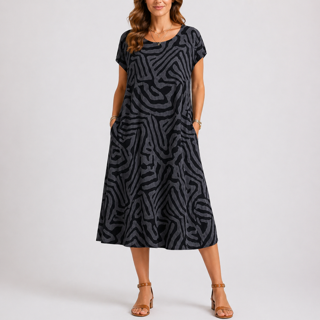Zolveth | Women's Summer Midi Dress Abstract Print - Image 3